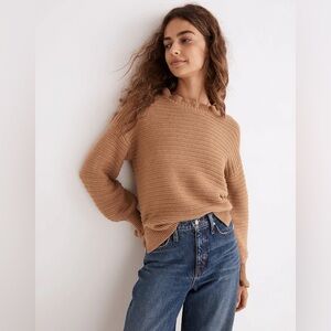 Madewell Ruffle neck pullover sweater in cotton-merino yarn
